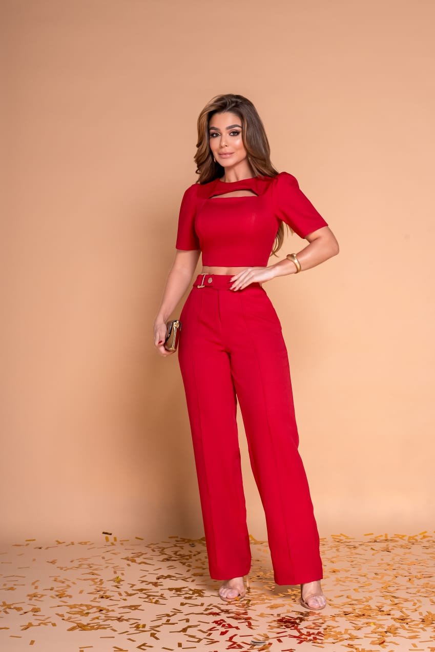 Conjunto Feminino Alfaiataria Vermelho
