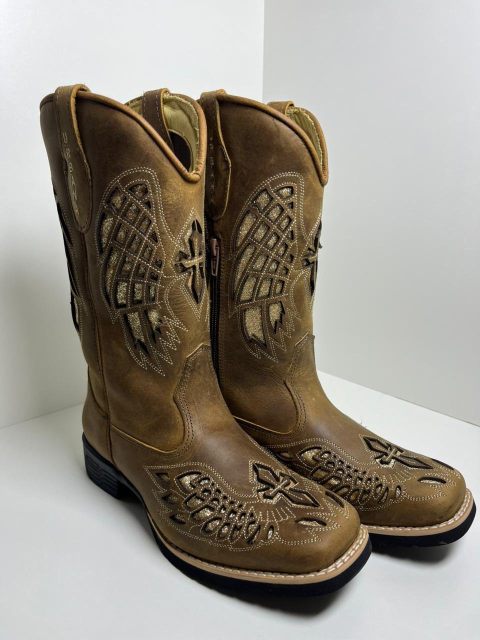 Bota Texana Feminina BR Country Elegance Couro Marrom