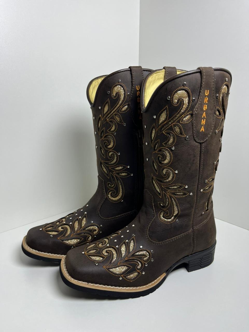 Bota Feminina Urbana Boots Western Glow Couro